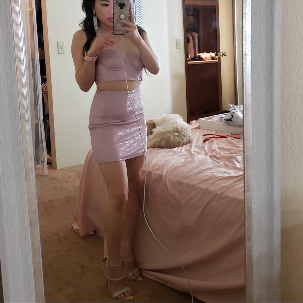 Baby Boo Fashion - Pink Glitter 2 Piece Skirt Set